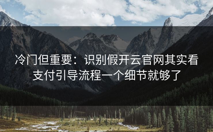 冷门但重要:识别假开云官网其实看支付引导流程一个细节就够了 冷门但重要:识别假开云官网其实看支付引导流程一个细节就够了